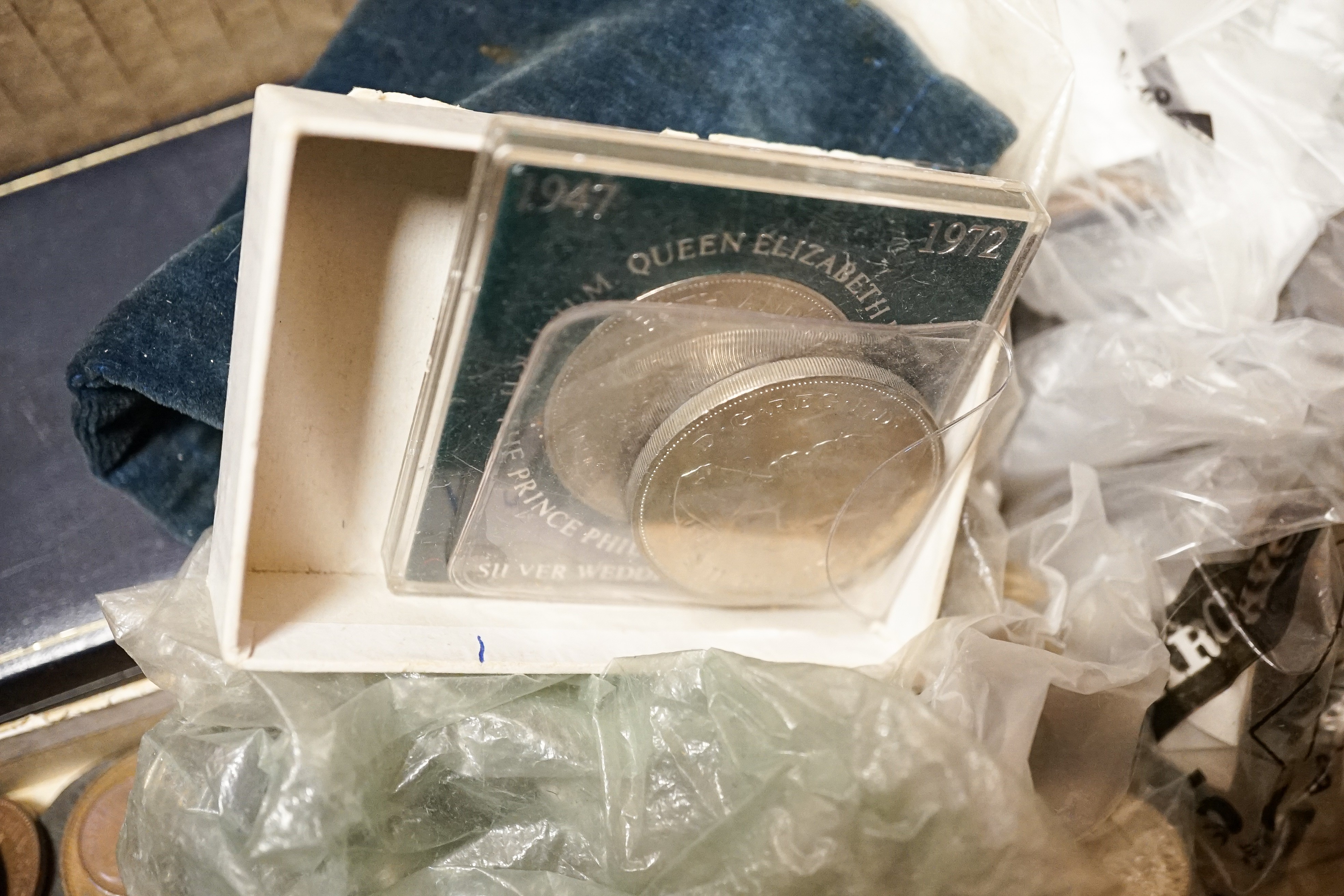 A group of 19th/20th century UK and World coins including florins and crowns